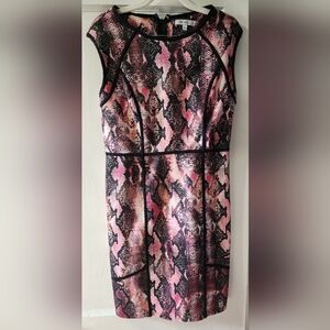 Jennifer Lopez Pink Black Cap Sleeve Sheath Dress